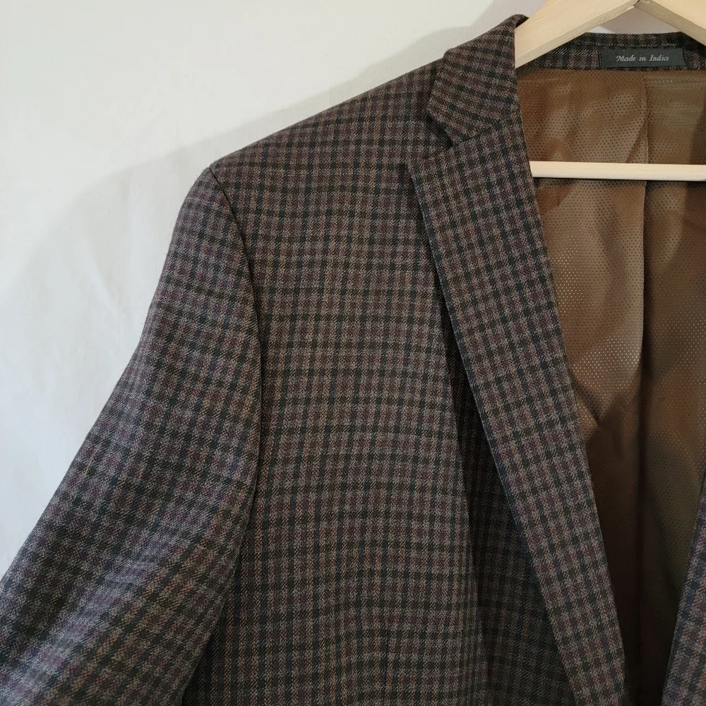 MICHAEL Michael Kors Men's Single Breasted Blazer Sz 50L Gray Plaid 100% Wool